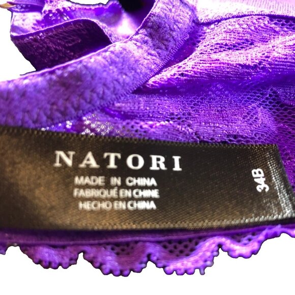 Natori Royal Purple Lace Convert-Straps Mesh Floral 34B - Picture 5 of 6